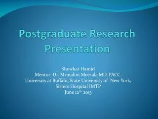 Postgraduate Research Presentation