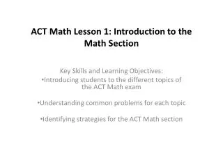 ACT Math Lesson 1: Introduction to the Math Section