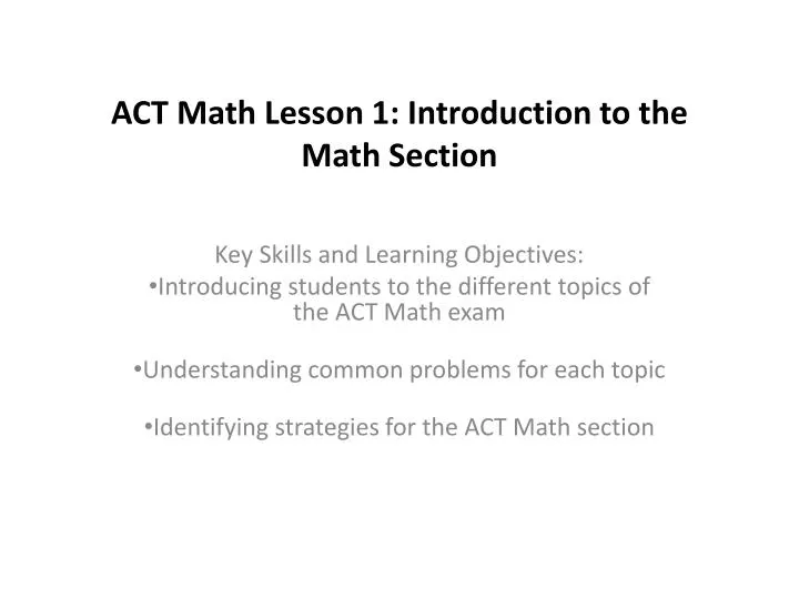 act math lesson 1 introduction to the math section