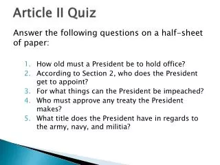 Article II Quiz