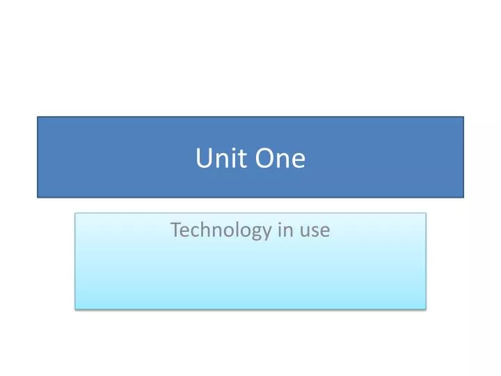 unit one