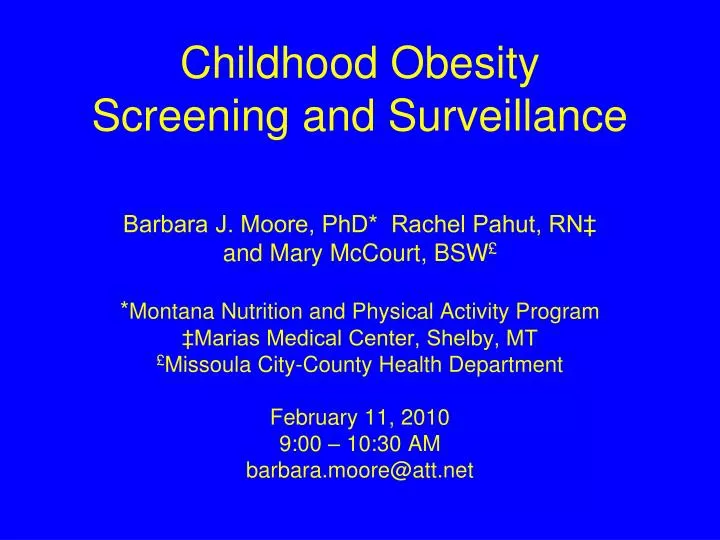 childhood obesity screening and surveillance