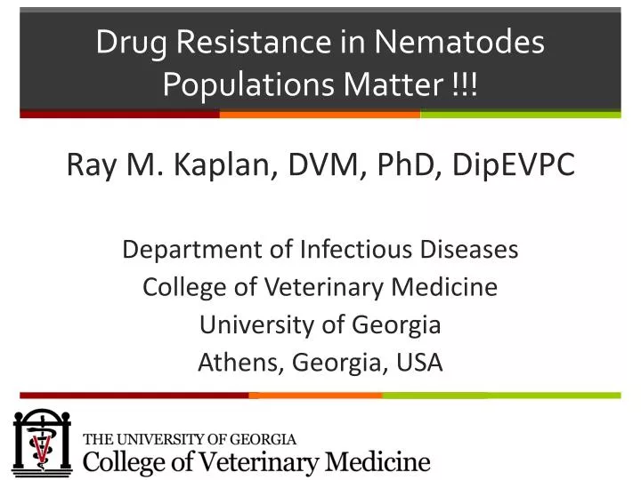 drug resistance in nematodes populations matter