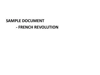 SAMPLE DOCUMENT - FRENCH REVOLUTION