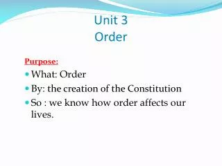 Unit 3 Order