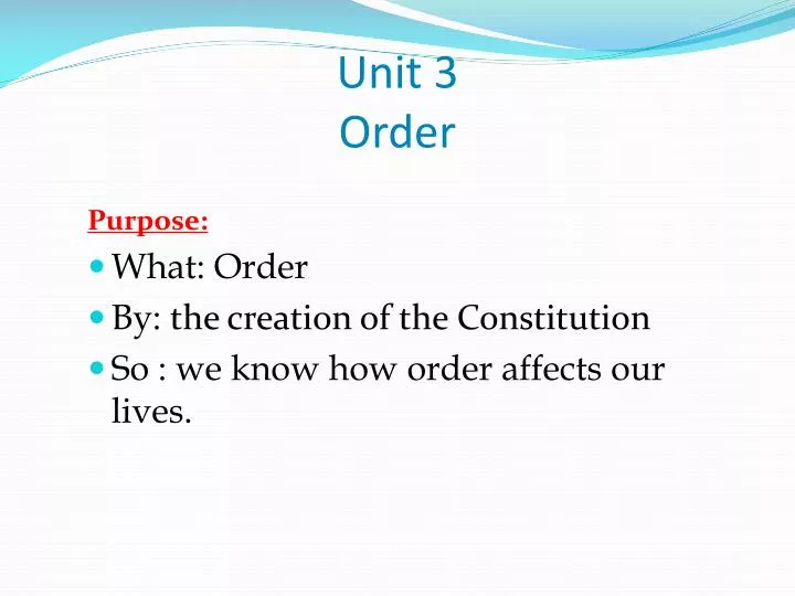 unit 3 order