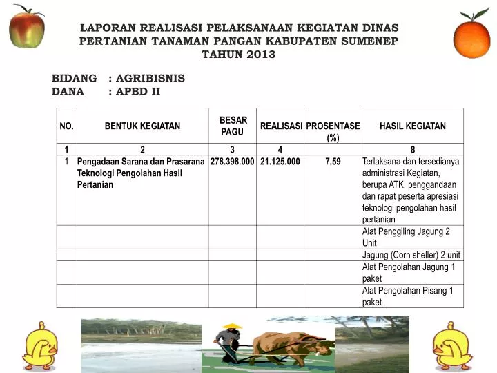laporan realisasi pelaksanaan kegiatan dinas pertanian tanaman pangan kabupaten sumenep tahun 2013