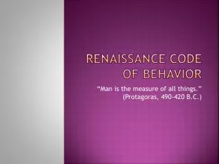 Renaissance code of behavior