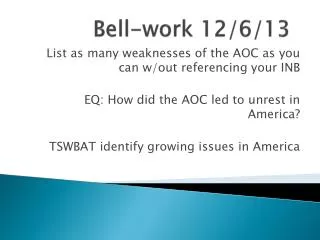 Bell-work 12/6/13