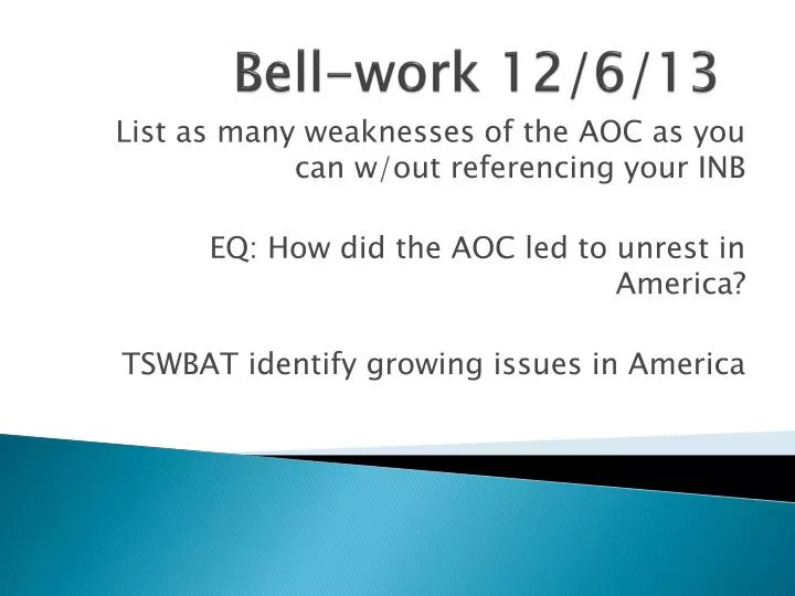 bell work 12 6 13