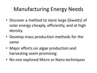 Manufacturing Energy Needs