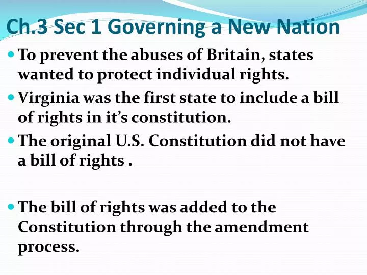 ch 3 sec 1 governing a new nation