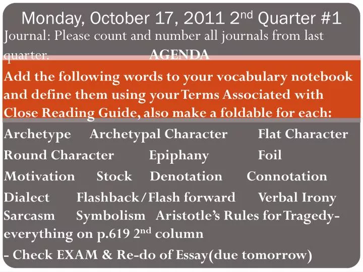 monday october 17 2011 2 nd quarter 1