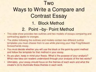 Two Ways to Write a Compare and Contrast Essay
