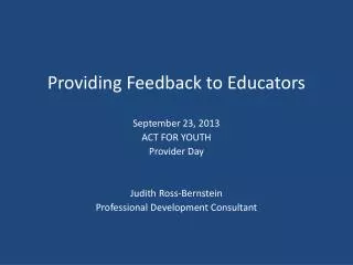 Providing Feedback to Educators