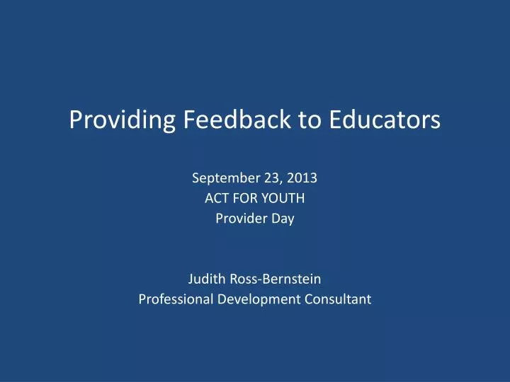 providing feedback to educators