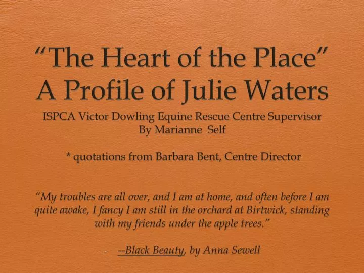 the heart of the place a profile of julie waters