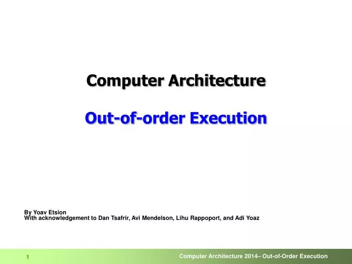 computer architecture out of order execution