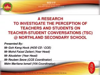 Presented By: Mr Goh Keng Hock (HOD CD / CCE) Mr Mohd Faizal Zailani (Year Head)