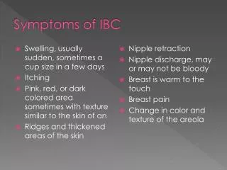 Symptoms of IBC