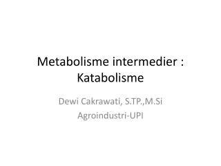 metabolisme intermedier katabolisme