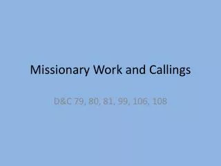 Missionary Work and Callings