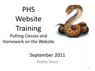 PHS Website Training Putting Classes and Homework on the Website