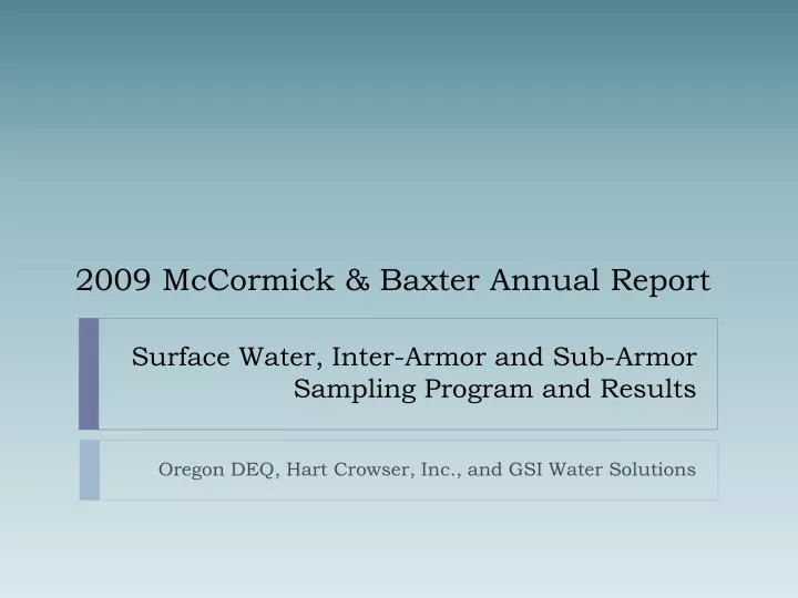surface water inter armor and sub armor sampling program and results