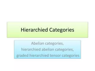 Hierarchied Categories