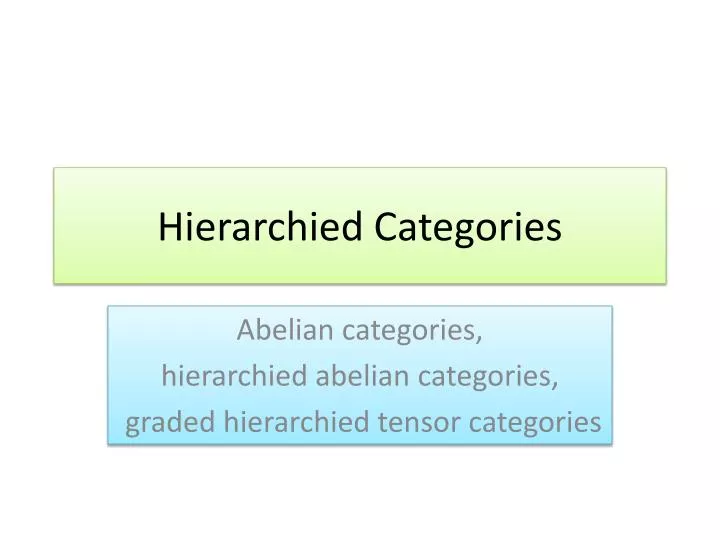 hierarchied categories
