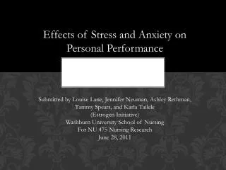 Effects of Stress and Anxiety on Personal Performance