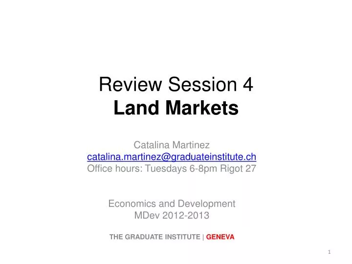 review session 4 land markets