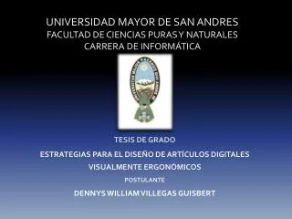 universidad mayor de san andres facultad de ciencias puras y naturales carrera de inform tica