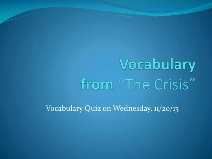 vocabulary from the crisis