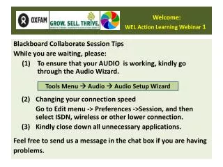 Welcome: WEL Action Learning Webinar 1