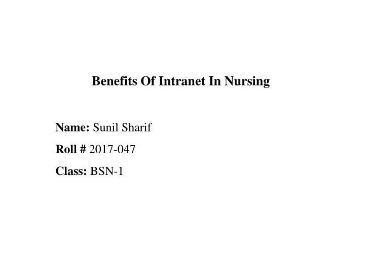 benefits of intranet in nursing