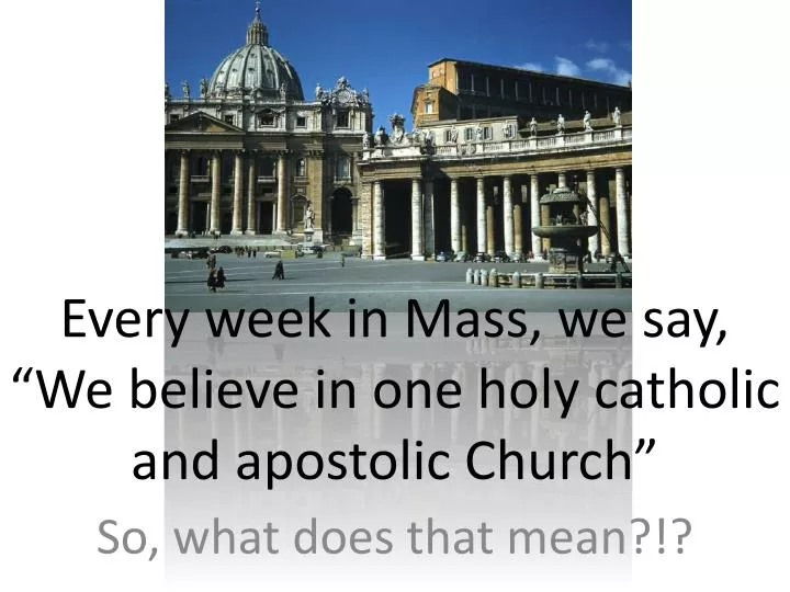 every week in mass we say we believe in one holy catholic and apostolic church