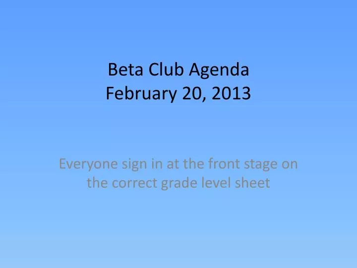beta club agenda february 20 2013