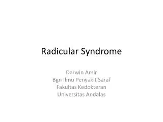 Radicular Syndrome