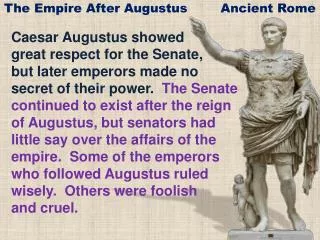 The Empire After Augustus Ancient Rome