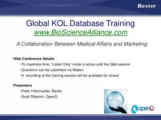 Global KOL Database Training BioScienceAlliance