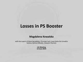 Losses in PS Booster