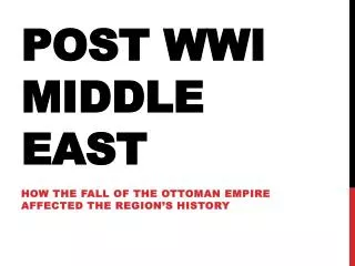 Post WWI Middle East