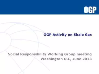 OGP Activity on Shale Gas