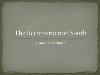 The Reconstruction South