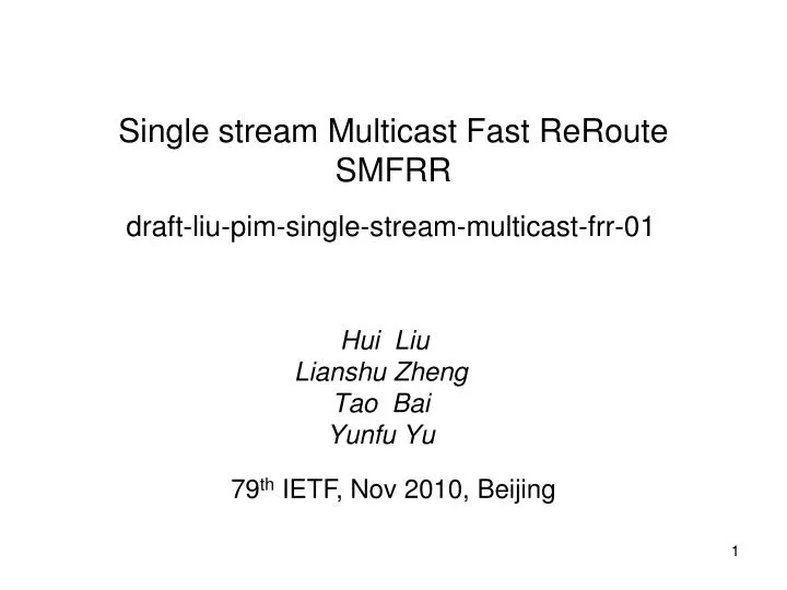 draft liu pim single stream multicast frr 01