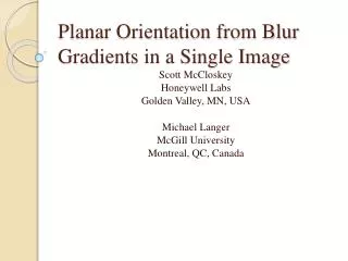 Planar Orientation from Blur Gradients in a Single Image