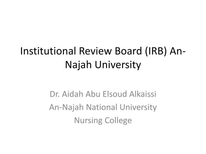 institutional review board irb an najah university