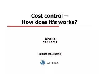 Cost control – How does it’s works?