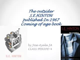 The outsider S.E.HINTON published In 1967 C oming of age book